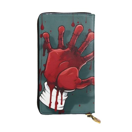 BROLEO Horror Blood Handbild, Leder, lange Clutch, Geldbörse für modische Mädchen und Frauen, langlebig, stilvoll und funktional, Schwarz , Einheitsgröße von BROLEO