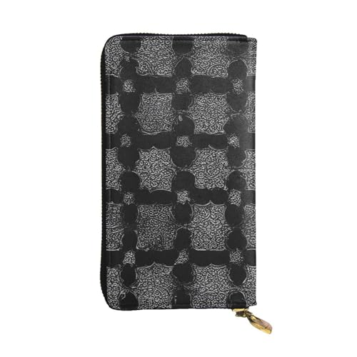 BROLEO Lange Clutch-Geldbörse aus Leder mit Hahnentrittmuster für modische Mädchen und Frauen, langlebig, stilvoll und funktional, Schwarz, Schwarz , Einheitsgröße von BROLEO