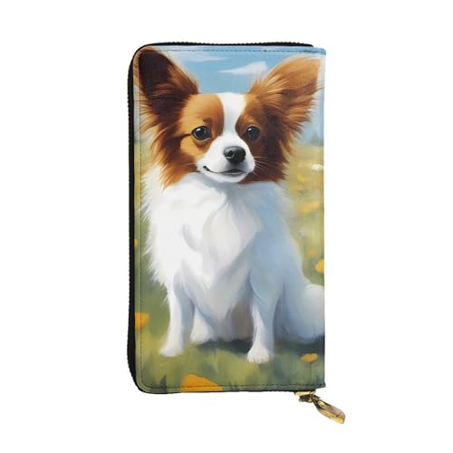 BROLEO Niedliche weiße Papillon-Bild-Leder-Clutch-Geldbörse für modische Mädchen und Frauen – langlebig, stilvoll und funktional, Schwarz , Einheitsgröße BROLEO Niedliche weiße Papillon-Bild-Leder-Clutch-Geldbörse für modische Mädchen und Frauen – langlebig, stilvoll und funktional, Schwarz , Einheitsgröße von BROLEO