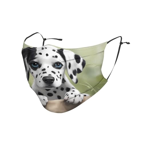 BROLEO Wiederverwendbare Masken für Erwachsene, weich, atmungsaktiv, geeignet für Camping, Laufen, Reisen, den täglichen Gebrauch, niedliches Dalmatiner-Muster, 5 Stück von BROLEO