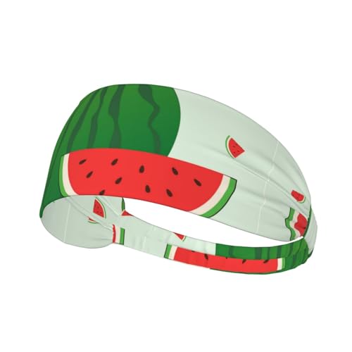 Elastisches Aldult Übungs-Stirnband für Damen und Herren, feuchtigkeitsableitend, athletisch, zum Laufen, Trainieren, Cartoon-Wassermelonenbild von BROLEO
