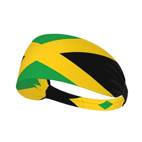 Elastisches Aldult Übungs-Stirnband für Damen und Herren, feuchtigkeitsableitend, athletisch, zum Laufen, Trainieren, Jamaika-Flaggenbild von BROLEO