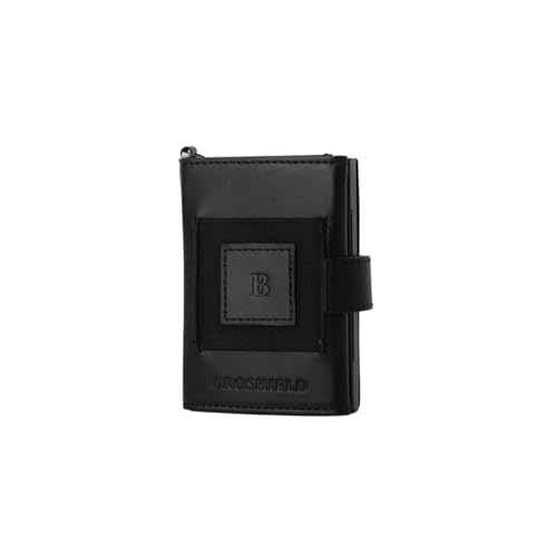 BROSHIELD Echtleder Portemonnaie Herren mit Kartenetui/Zigarettenetui/Visitenkartenetui/Kondometui – RFID-Schutz – Slim Wallet mit Platz für persönliche Gegenstände - Made in Europe (Schwarz) von BROSHIELD