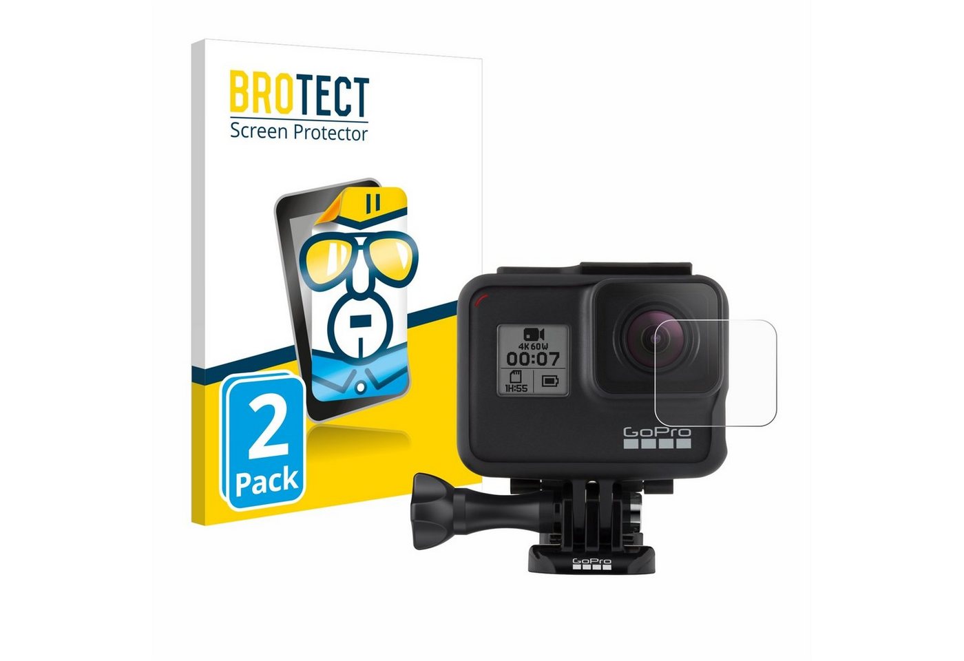 BROTECT Schutzfolie für GoPro Hero 7 Black Linse (Gehäuse), Displayschutzfolie, 2 Stück, Folie klar von BROTECT