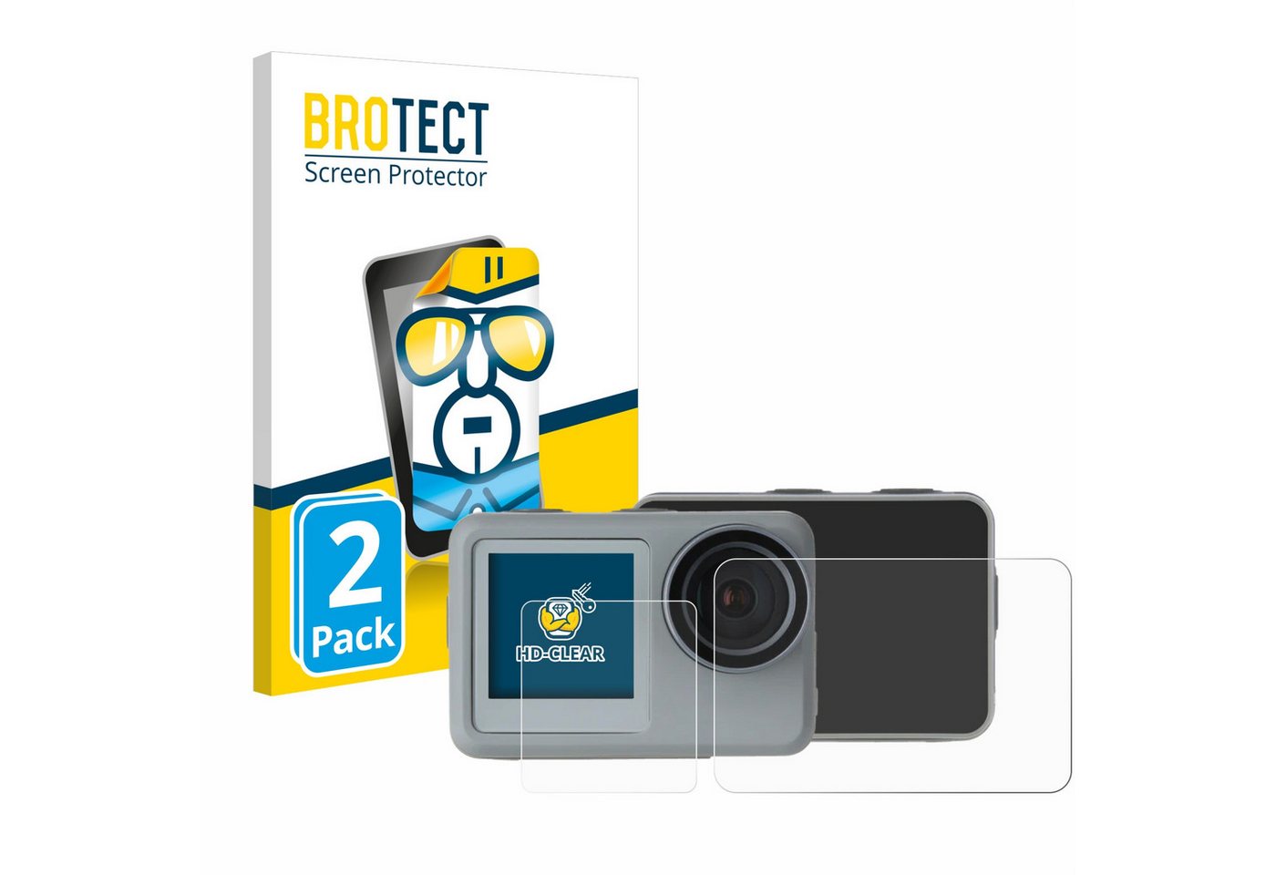 BROTECT Schutzfolie für Rollei Actioncam 9s Plus, Displayschutzfolie, 2 Stück, Folie klar von BROTECT