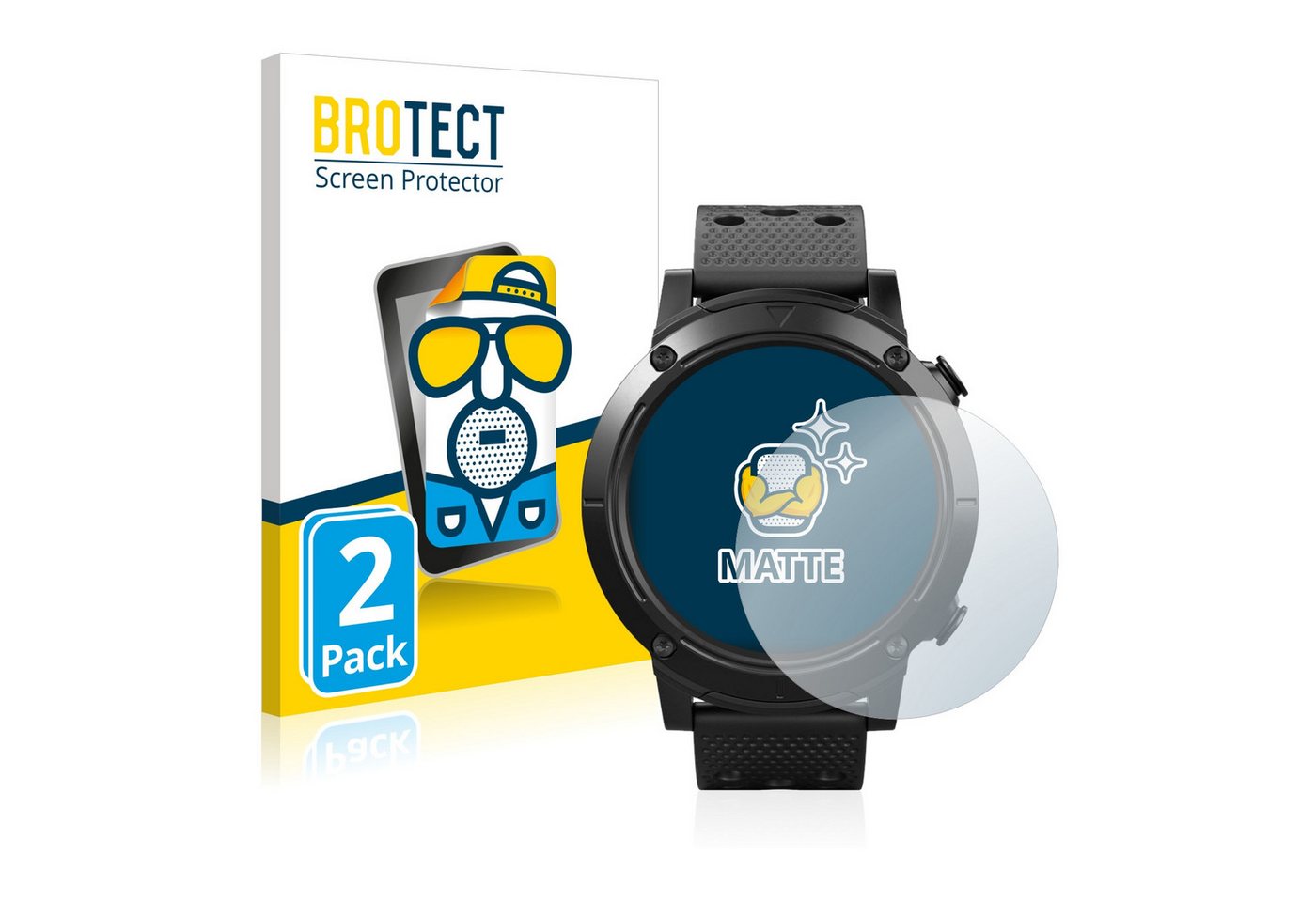 BROTECT Schutzfolie für SilverCrest Smartwatch Sport, Displayschutzfolie, 2 Stück, Folie matt entspiegelt von BROTECT