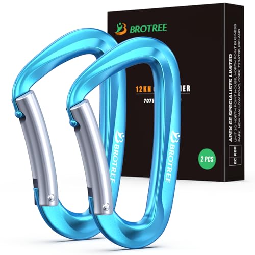 Brotree Karabiner mit 1200kg Belastbarkeit Karabinerhaken Schwerlast 12KN Schnellverschluss für Hängematten, Camping, Wandern, Rucksack von BROTREE