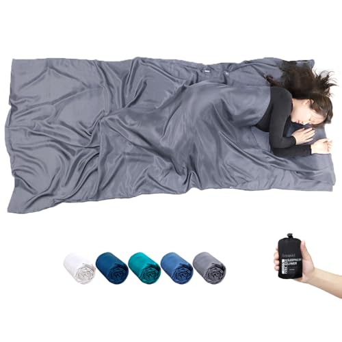 BROWINT Seidenschlafsack, Hüttenschlafsack aus 100% Naturseide, Extrabreite 220x110cm, 220x87cm, 185x87cm, Schlafsack Inlett, Inlay, Reiseschlafsack dünn, Leicht, Kompakt, Verstärkte Ecken BROWINT Seidenschlafsack, Hüttenschlafsack aus 100% Naturseide, Extrabreite 220x110cm, 220x87cm, 185x87cm, Schlafsack Inlett, Inlay, Reiseschlafsack dünn, Leicht, Kompakt, Verstärkte Ecken von BROWINT