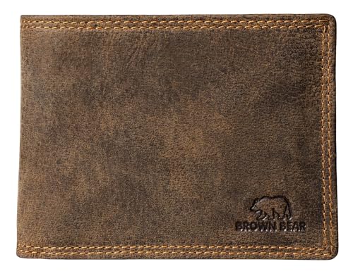 BROWN BEAR Herren Geldbörse klein Leder Braun Vintage Querformat - mit Münzfach & RFID-Schutz – Echtleder Männer Geldbeutel für 10 Karten & Scheine - Business Geldbeutel hochwertig - BB CL 8061 HBR BROWN BEAR Herren Geldbörse klein Leder Braun Vintage Querformat - mit Münzfach & RFID-Schutz – Echtleder Männer Geldbeutel für 10 Karten & Scheine - Business Geldbeutel hochwertig - BB CL 8061 HBR von BROWN BEAR