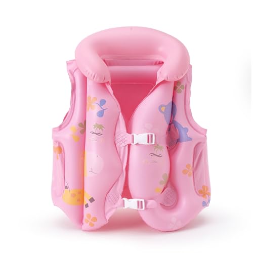 Kids Swim Vest, Inflatable Swim Vest, Kinder Schwimmweste Schwimmhilfe, Schwimmhilfe für Jungen und Mädchen, Ideale Schwimmhilfe für Kleinkinder von 1-8 Jahren Mädchen & Jungen (rosa-M) von BRTNUP
