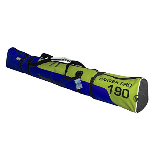 BRUBAKER Carver Pro 2.0 gepolsterte Skitasche mit Zipperverschluss Gelbgrün/Blau 190 cm von BRUBAKER