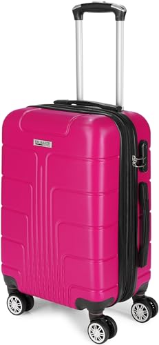 BRUBAKER Handgepäck Hartschalen Koffer Miami - Erweiterbarer Reisekoffer mit Zahlenschloss, 4 Rollen und Komfort Tragegriffen - 37 x 56 x 24,5 cm ABS Rollkoffer Trolley (M - Pink) von BRUBAKER