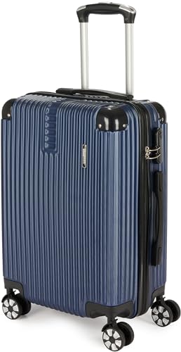 BRUBAKER Handgepäck Koffer London - Reisekoffer mit Zahlenschloss, 4 Rollen und Komfort Tragegriffen - 37 x 56 x 22 cm ABS Trolley - Hartschalen Rollkoffer (M - Blau) von BRUBAKER