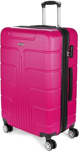 BRUBAKER Reisekoffer Miami - Erweiterbarer Hartschalen Rollkoffer mit Zahlenschloss, 4 Rollen und Komfort Tragegriffen - ABS Koffer 49 x 76,5 x 32 cm - Hartschalenkoffer (XL - Pink) von BRUBAKER