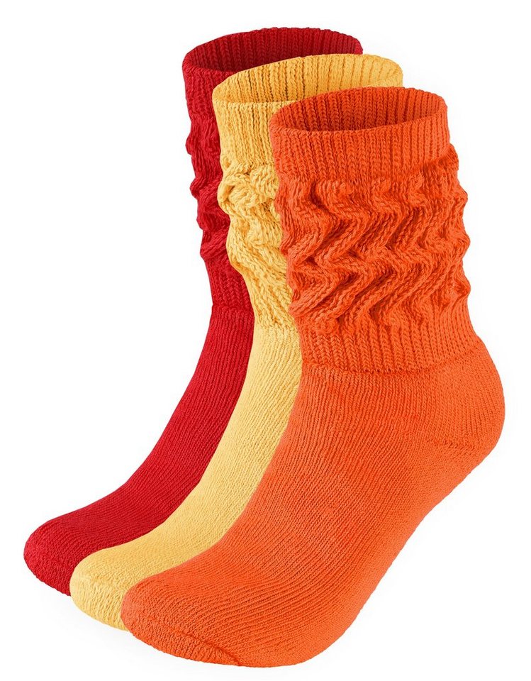 BRUBAKER Schoppersocken 3er Set Slouch Socken - Damen Baumwollsocken für Sport und Freizeit (3-Paar) Lässige Retro-Socken für Frauen - Scrunch Knit Damensocken von BRUBAKER