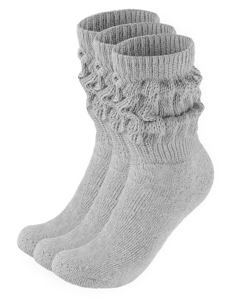 BRUBAKER Schoppersocken 3er Set Slouch Socken - Damen Baumwollsocken für Sport und Freizeit (3-Paar) Lässige Retro-Socken für Frauen - Scrunch Knit Damensocken von BRUBAKER