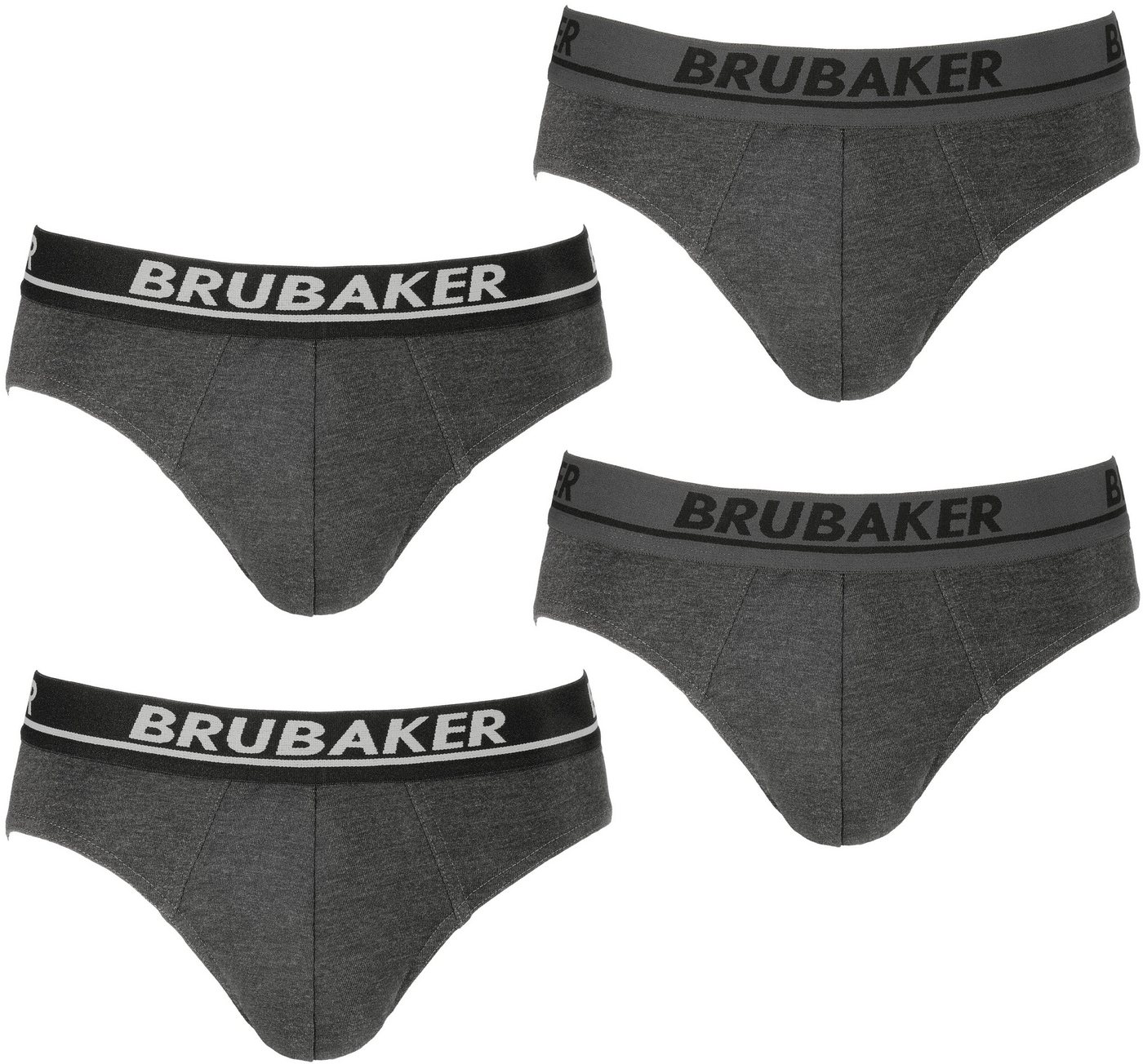 BRUBAKER Slip 4er Pack Herren Komfort Unterhosen mit elastischem Bund (Mehrfachpackung, 4-St., 4er-Pack) Männer Slips Stretch Unifarben Unterwäsche von BRUBAKER