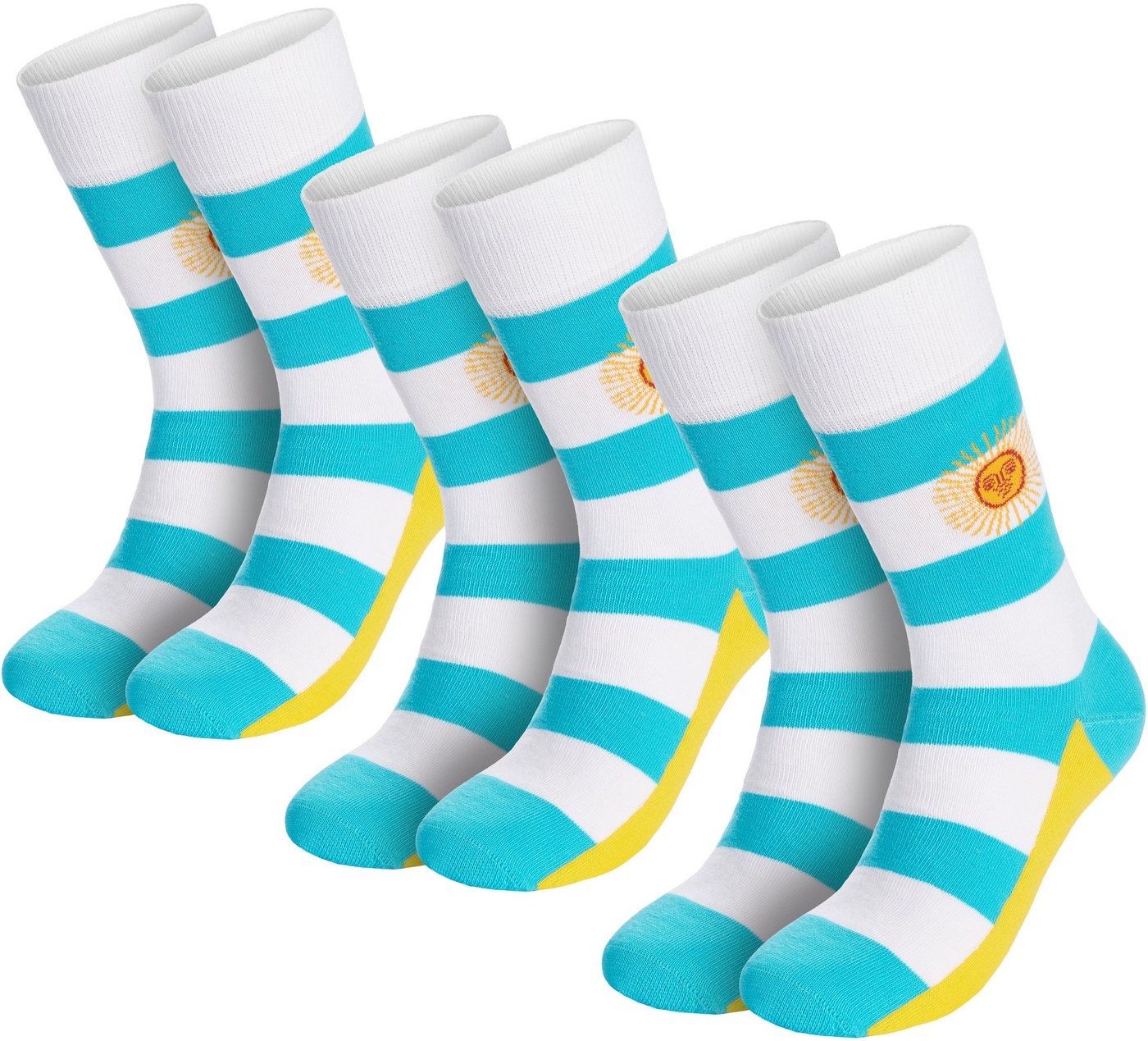 BRUBAKER Socken Herren Fan Socken - Flagge/Fahne - Lustiges Motiv Männer Crew-Socken (One Size Geschenk für Fußball-Fans Fußballer - USA Brasilien Argentinien, 3-Paar) Socken Lustig - Weltmeisterschaft Nationalflagge von BRUBAKER