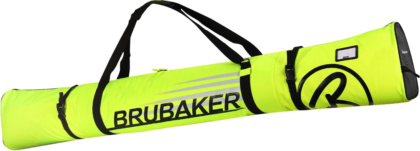 BRUBAKER Skitasche Carver Champion Ski Tasche - Neongelb (Skibag für Skier und Skistöcke, 1-tlg., reißfest und schnittfest, Neon Gelb), gepolsterter Skisack mit Zipperverschluss von BRUBAKER