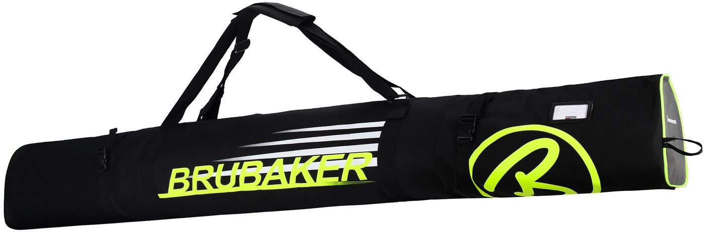 BRUBAKER Skitasche Carver Champion Ski Tasche - Schwarz und Neon Gelb (Skibag für Skier und Skistöcke, 1-tlg., reißfest und schnittfest), gepolsterter Skisack mit Zipperverschluss von BRUBAKER