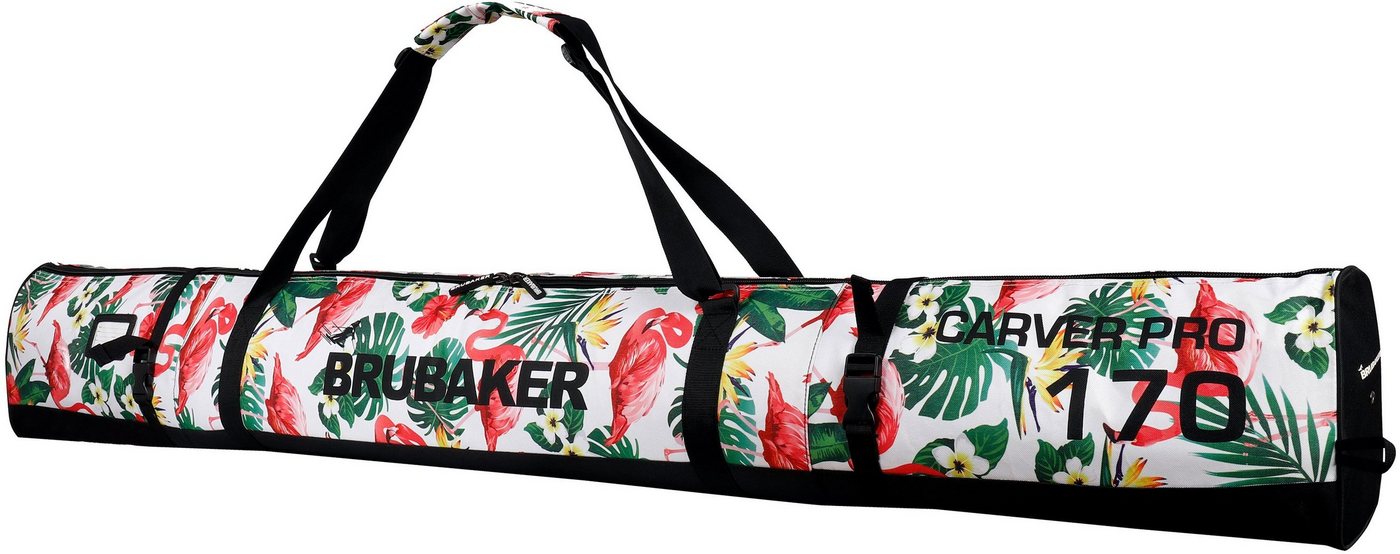 BRUBAKER Sporttasche Carver Pro Ski Tasche - Flamingo (Skibag für Skier und Skistöcke, 1-tlg., reißfest und schnittfest), gepolsterter Skisack mit Zipperverschluss von BRUBAKER