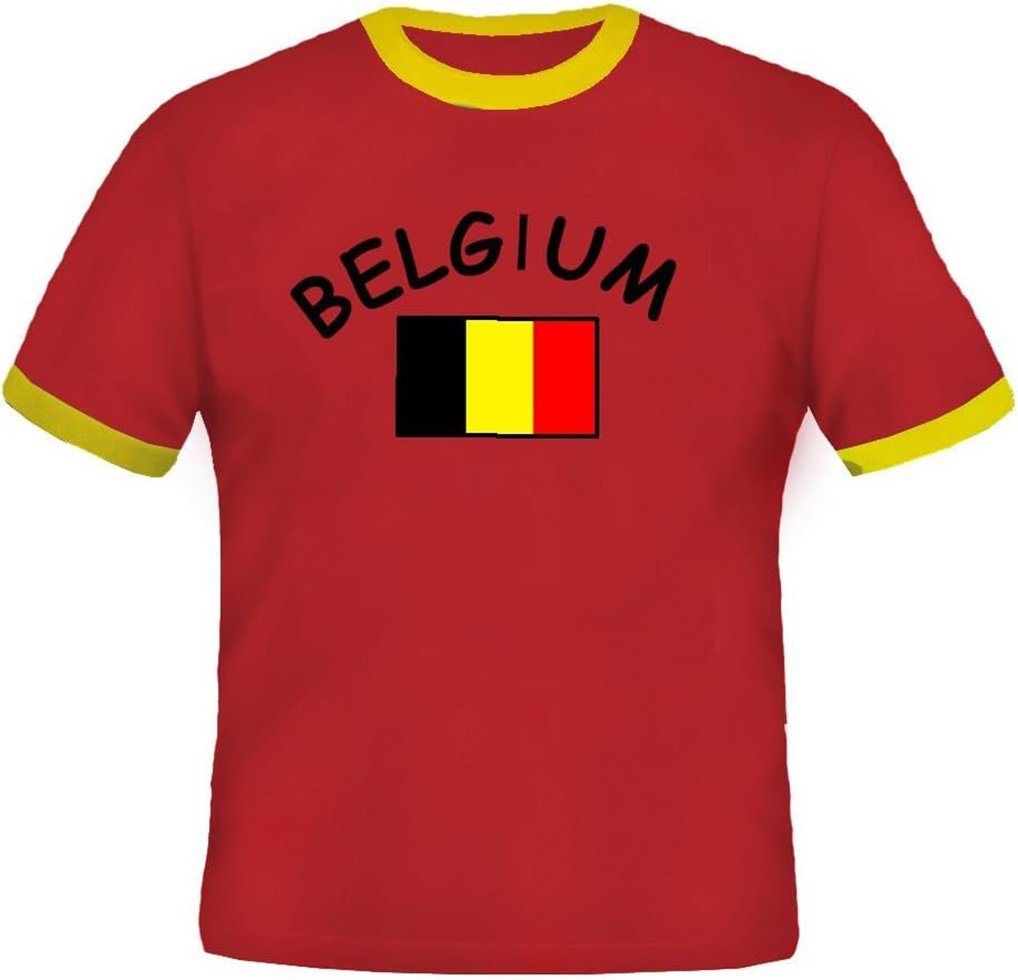 BRUBAKER T-Shirt Belgien - Retro Unisex Fan Shirt für Herren und Damen (1-tlg) Belgium Trikot von BRUBAKER