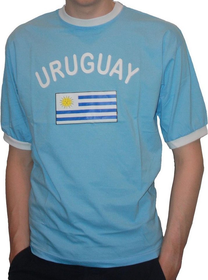 BRUBAKER T-Shirt Uruguay - Retro Unisex Fan Shirt für Herren und Damen (1-tlg) von BRUBAKER