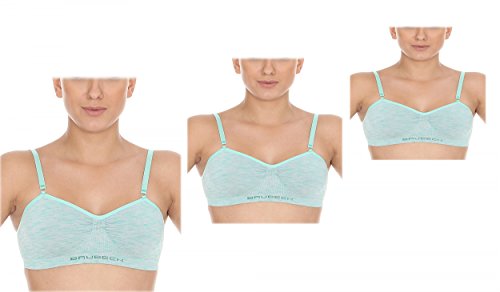 BRUBECK 3 X Set Damen BH Seamless | Frauen Büstenhalter atmungsaktiv ohne Bügel | Bustier nahtlos verstellbare Träger | Wireless Bra for Women | Gr. 70 C, Light Green | BR10090 | Fusion von BRUBECK