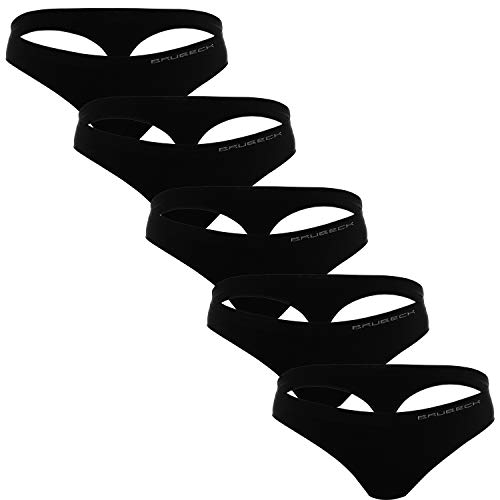 BRUBECK 5er Pack Damen Schwarze Tanga | Unterwäsche atmungsaktiv | Unterhose Thong nahtlos | Underwear | Stringtanga schlicht schnell trocknend | 80% Baumwolle | Gr. XL, Black | TH00182A BRUBECK 5er Pack Damen Schwarze Tanga | Unterwäsche atmungsaktiv | Unterhose Thong nahtlos | Underwear | Stringtanga schlicht schnell trocknend | 80% Baumwolle | Gr. XL, Black | TH00182A von BRUBECK