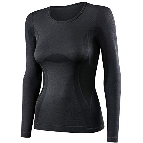 BRUBECK Damen Funktionsshirt Langarm | 41% Merino-Wolle | Atmungsaktiv | Funktionsunterwäsche | Atmungsaktiv | Geruchshemmend | Weich | LS11610, Größe:S, Farbe:Schwarz von BRUBECK