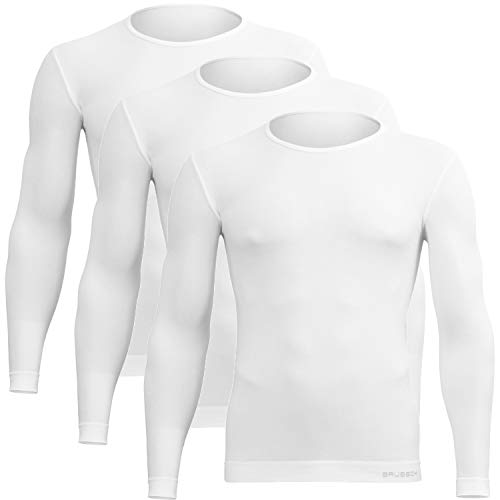BRUBECK Unterhemd Herren Langarm weiß 3er Pack | Langarmshirts aus 55% Baumwolle | T-Shirt nahtlos atmungsaktiv | Longsleeve schnell trocknend | Undershirt Men | Weiss | Gr. M | LS01120A BRUBECK Unterhemd Herren Langarm weiß 3er Pack | Langarmshirts aus 55% Baumwolle | T-Shirt nahtlos atmungsaktiv | Longsleeve schnell trocknend | Undershirt Men | Weiss | Gr. M | LS01120A von BRUBECK
