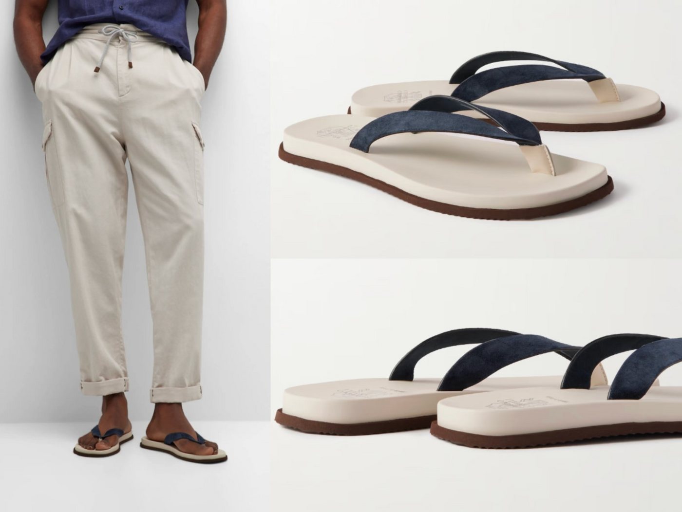 BRUNELLO CUCINELLI BRUNELLO CUCINELLI Suede Leather Flip Flops Sandalen Schuhe Shoes Slip Sneaker von BRUNELLO CUCINELLI