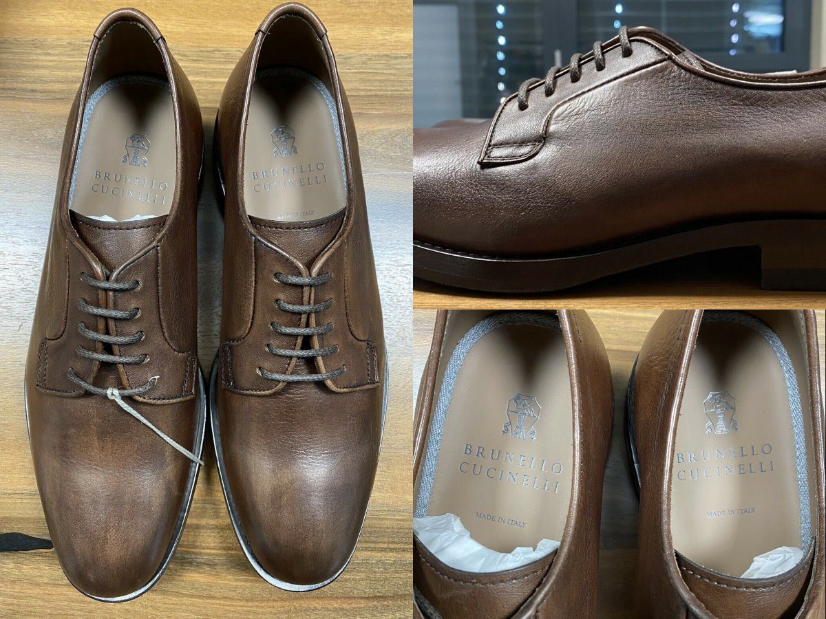 BRUNELLO CUCINELLI Brunello Cucinelli Mens Leather Lace-Up Oxford Almond Toe Derby Schuhe Sneaker von BRUNELLO CUCINELLI