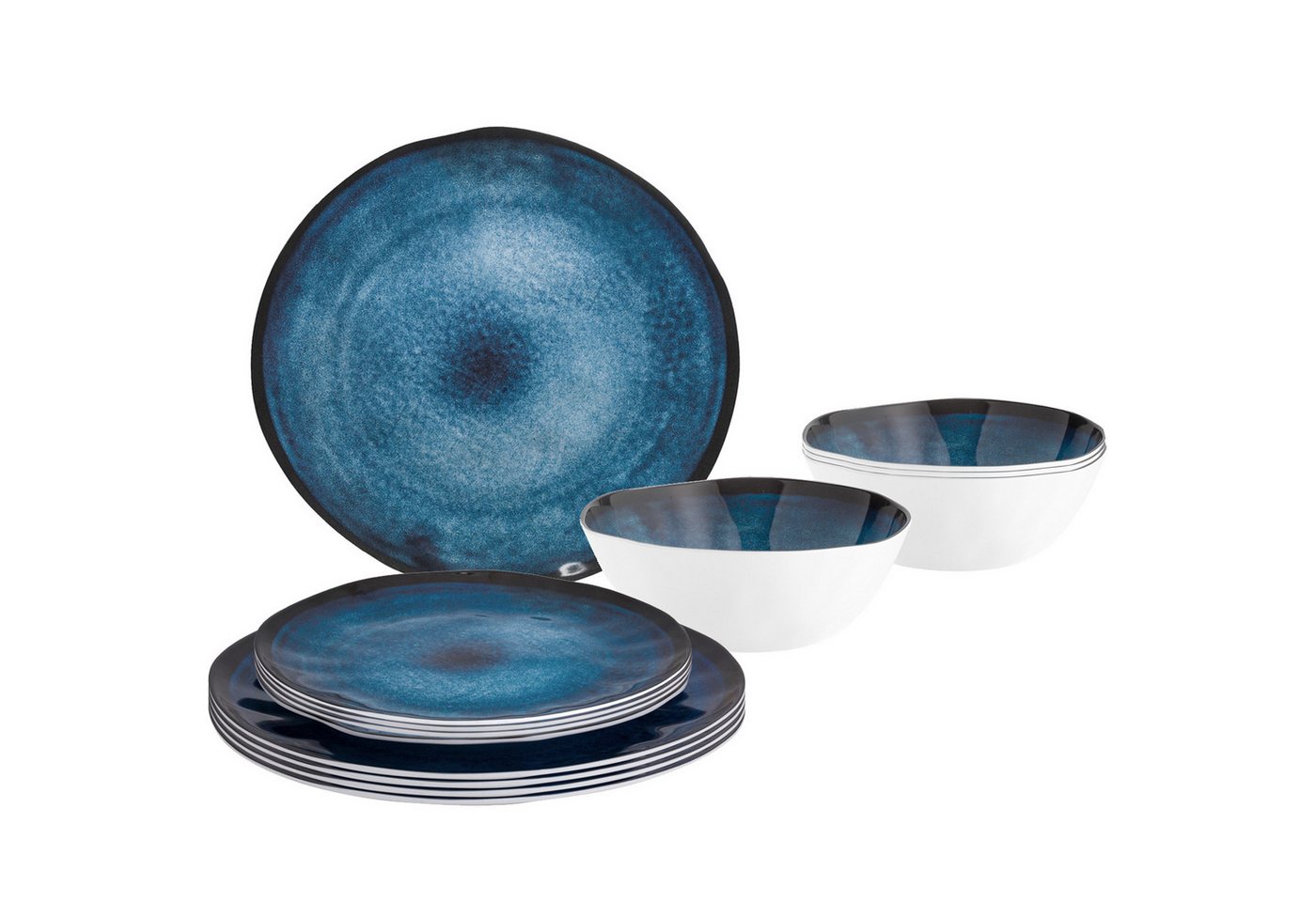 BRUNNER Geschirr-Set Melamin Campinggeschirr Set Midday Breeze, Melamin, Camping Teller Schüssel 12 teilig BRUNNER Geschirr-Set Melamin Campinggeschirr Set Midday Breeze, Melamin, Camping Teller Schüssel 12 teilig von BRUNNER