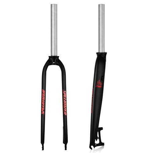 BSFHQS Mountainbikes Starre Gabel 26" 27,5" 29" Aluminiumlegierung Fahrräder Gabel 1-1/8'' Gerades Rohr Scheibenbremse Fahrräder Vorderradgabel Schnellspanner 9 * 100mm(Red,26in) von BSFHQS