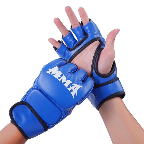 BSLVWG Boxsack Boxhandschuhe Muay Thai Karate Handschuhe Für Männer Frauen Boxhandschuhe MMA Körper Kampf Taekwondo Training Kampfkunst Kampf Greifen UFC Käfig Kämpfen (Blau) von BSLVWG