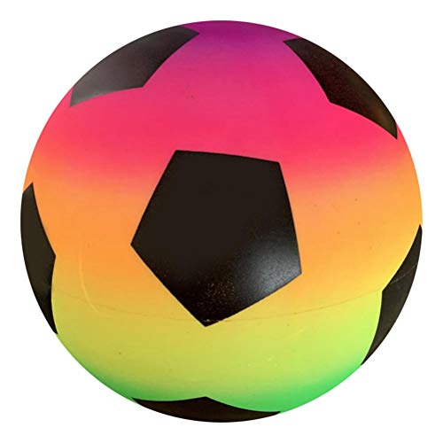 BSTCAR 9 Zoll Regenbogen PVC aufblasbare Fußball Neon Sportbälle Indoor Outdoor Fußball Ball Spielplatz Ball, Spaß Geschenk für Kinder (Regenbogenfarben) von BSTCAR