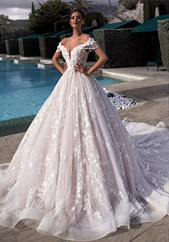 BSYPM Hochtailliertes Brautkleid V-Ausschnitt Dimensionales Blümchen Helles Hochzeitskleid Kurze Ärmel Riemchen Quaste Einfaches Haupt Brautkleid White 36 BSYPM Hochtailliertes Brautkleid V-Ausschnitt Dimensionales Blümchen Helles Hochzeitskleid Kurze Ärmel Riemchen Quaste Einfaches Haupt Brautkleid White 36 von BSYPM