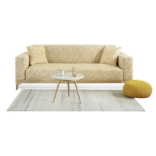 BTAISYDE Bedruckter Sofabezug Stretch Couchbezug Sofabezüge für Couches und Loveseats mit Zwei Kostenlosen Kissenbezügen,E,90 von BTAISYDE