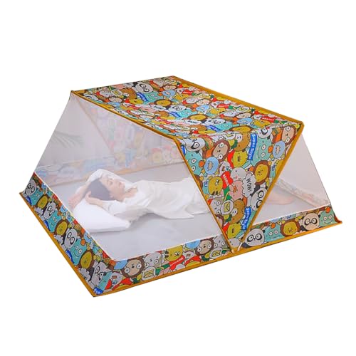 BTAISYDE Etagenbetten Moskitonetzzelt niedliches Druckdesign großes faltbares Design Baldachinnetz Zelt für Bett waschbar tragbar für drinnen und draußen, D,135 * 190 * 80cm von BTAISYDE