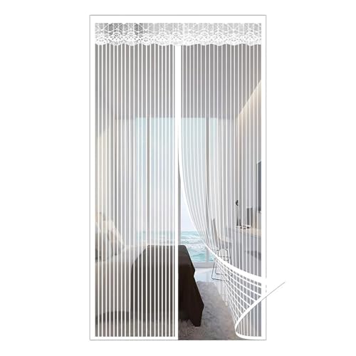 BTAISYDE Fiberglass Magnetic Screen Door, Heavy Duty Mesh Door Curtain Hands Free für Patio, Schlafzimmer, Haustier und Kid Friendly,White,W 90cm xH 200cm von BTAISYDE