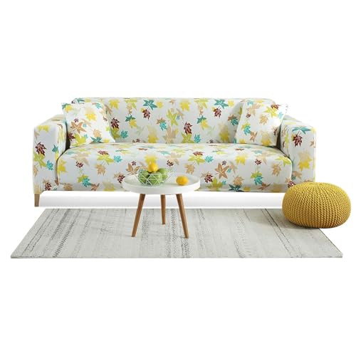 BTAISYDE High-Stretch Gedruckt Slipcover 3Sitzer,Universal Fitted Sofa Slipcover für Couch All-Inclusive Floral Gedruckt Slipcover Anti-Rutsch Möbelschutz,D,90 von BTAISYDE