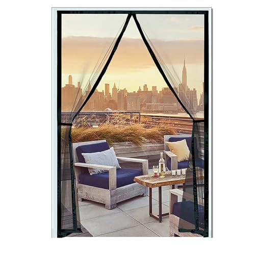 BTAISYDE Magnetische Bildschirmtür, Fit Door, Heavy Duty Fiberglass Screen Door Mesh für Fenster, Terrassen und Schiebetüren, Screen,Black,110x210cm von BTAISYDE