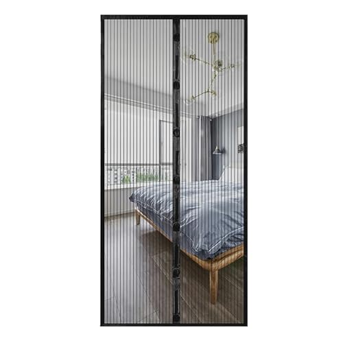 BTAISYDE Magnetischer Türvorhang Mesh Anti Mosquito/Insekten/Staub/Fliegen Bug Net Punch Free Screen Automatic Closing for Door Decor,Black,90 * 210cm von BTAISYDE