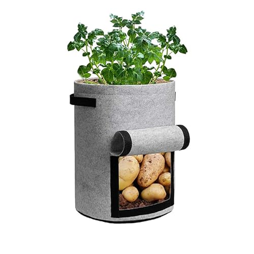 BTAISYDE Potato Grow Bag, Vegetable Grow Plant Bags mit Sichtfenster und Griffen für Gemüse, Obst, Blumen, Kartoffel,A,5Gallon von BTAISYDE