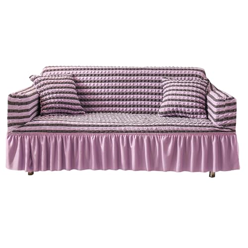 BTAISYDE Sofaschoner Rotes Sofa Abdeckung 1 Stück Einfaches Gepasstes Sofa Couch Abdeckung Universal Hohe Ausdehnung Haltbarer Möbelschoner mit Rock Landhausstil,A,S von BTAISYDE