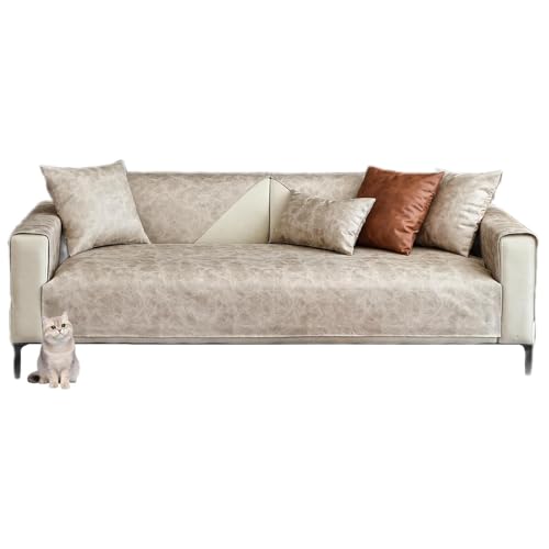 BTAISYDE Wasserfestes Rutschfestes Sektionssofa Cover Vintage Faux Pu Leder Sofa Cover Sofa Slipcover für Hunde, Kinder, Haustiere Möbelschutz,Beige,110 * 180cm von BTAISYDE