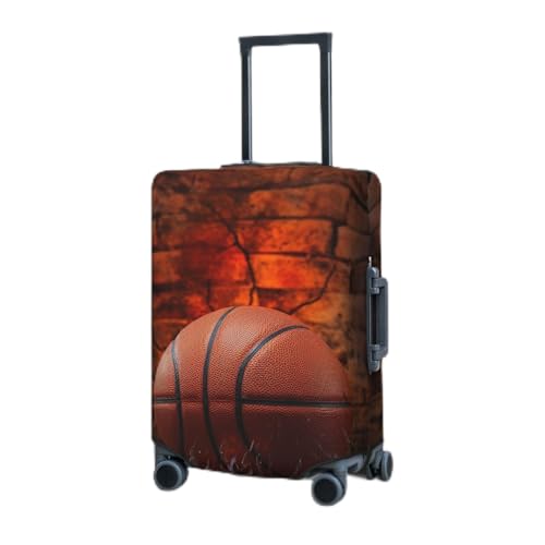 BTCOWZRV Gepäckabdeckung, elastisch, waschbar, Koffer-Schutz, Basketball in Ziegelmauer, Kofferabdeckungen für Gepäck, 45,7 - 81,3 cm, tragbare Reisegepäckabdeckungen, staubdicht, kratzfest, von BTCOWZRV