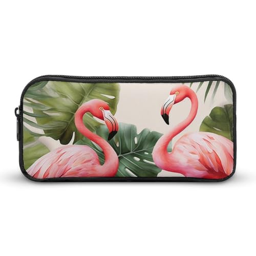 BTCOWZRV Großes Federmäppchen, Flamingo, Palmen, Blatt, ästhetisches Stifteetui für Damen und Herren, tragbare Kosmetiktasche, multifunktionale Münztasche für Büro, Urlaub, Stil, 22 x 12 x 5 cm, BTCOWZRV Großes Federmäppchen, Flamingo, Palmen, Blatt, ästhetisches Stifteetui für Damen und Herren, tragbare Kosmetiktasche, multifunktionale Münztasche für Büro, Urlaub, Stil, 22 x 12 x 5 cm, von BTCOWZRV