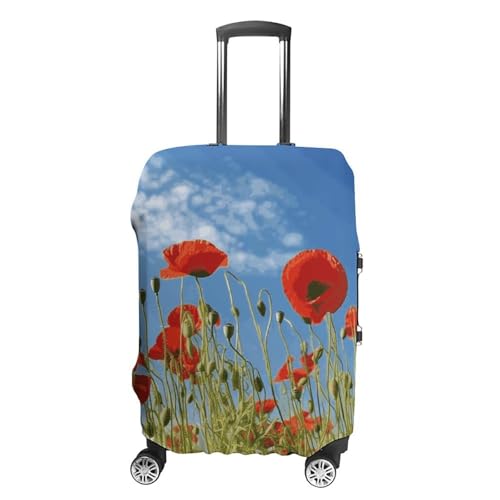 BTCOWZRV Reisegepäckhülle mit Mohnblumen-Motiv, staubdicht, Gepäckabdeckungen für Koffer, dick, elastisch, waschbar, passend für 48,3 - 81,3 cm Gepäck, weiß, XL von BTCOWZRV